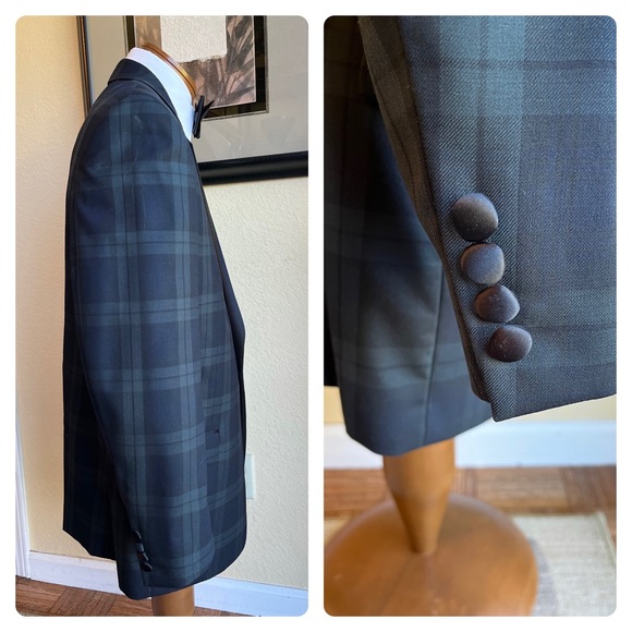 Jos. A. Bank Plaid Dinner Jacket and Slacks Size 44L Slim Fit Slacks W40” L33” - Picture 13 of 16